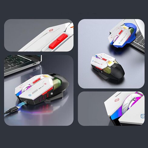 ماوس ألعاب EBTOOLS، ماوس قابل للبرمجة بإضاءة خلفية RGB مع وضع مزدوج 2.4G BT 5.0، يصل إلى 2400 نقطة في البوصة، ماوس كمبيوتر قابل لإعادة الشحن لنظام Win8 10، Android، EBTOOLSqikdt4fr8h in Kuwait