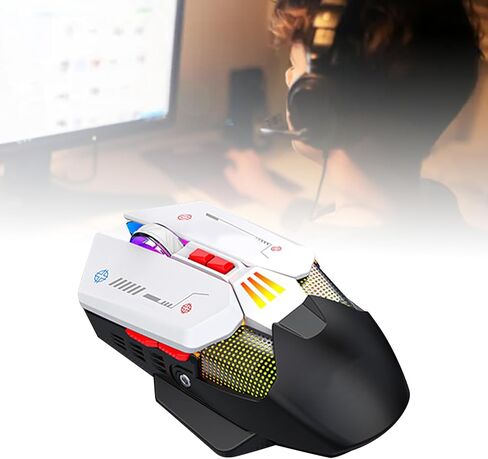 ماوس ألعاب EBTOOLS، ماوس قابل للبرمجة بإضاءة خلفية RGB مع وضع مزدوج 2.4G BT 5.0، يصل إلى 2400 نقطة في البوصة، ماوس كمبيوتر قابل لإعادة الشحن لنظام Win8 10، Android، EBTOOLSqikdt4fr8h in Kuwait