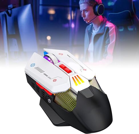 ماوس ألعاب EBTOOLS، ماوس قابل للبرمجة بإضاءة خلفية RGB مع وضع مزدوج 2.4G BT 5.0، يصل إلى 2400 نقطة في البوصة، ماوس كمبيوتر قابل لإعادة الشحن لنظام Win8 10، Android، EBTOOLSqikdt4fr8h in Kuwait