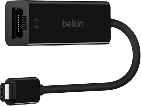 Belkin USB-C to Ethernet Adapter, Gigabit Ethernet Port Compatible w/USB-C Devices, USB-C to Ethernet Cable for MacBook Pro & Dell XPS 13" Laptops, Ethernet USB-C Hub, Ethernet USB-C Adapter - Black in Kuwait