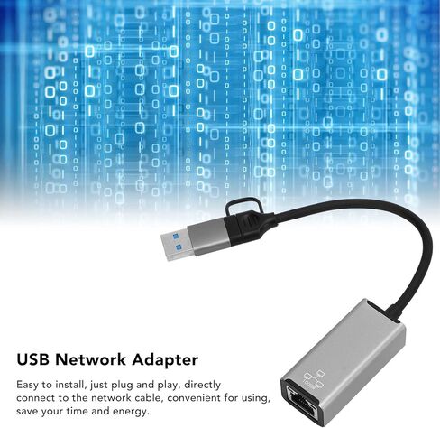 KANASI Gigabit Ethernet Adapter, Aluminum Alloy USB Network Adapter for Stable Internet Connection on laptops and Mobile Devices in Kuwait