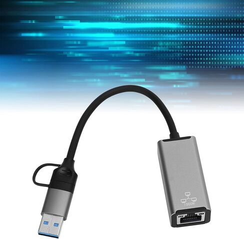 KANASI Gigabit Ethernet Adapter, Aluminum Alloy USB Network Adapter for Stable Internet Connection on laptops and Mobile Devices in Kuwait
