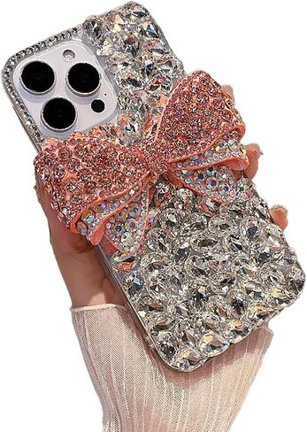 iFiLOVE for iPhone 17 Pro Max Case Girls Women, 3D Luxury Sparkle Bling Diamond Glitter Crystal Rhinestone Bowknot Protective Case Cover for iPhone 17 Pro Max in Saudi Arabia