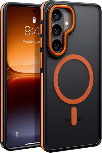 BENTOBEN Magnetic for Samsung Galaxy S26 Case 2026 [Compatible with Magsafe] [Military-Grade Protection] Matte Slim Colorful Anti-Slip Women Men Phone Cases for Samsung S26 6.3", Orange/Black in Kuwait
