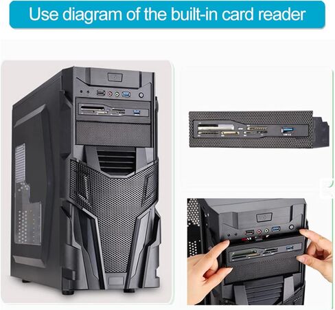 قارئ بطاقات داخلي للكمبيوتر الشخصي، لوحة أمامية للكمبيوتر عالية السرعة بمنفذ USB 3.0، لبطاقة M2 SD MS XD CF TF، تناسب خليج محرك الأقراص 5.25 in Kuwait
