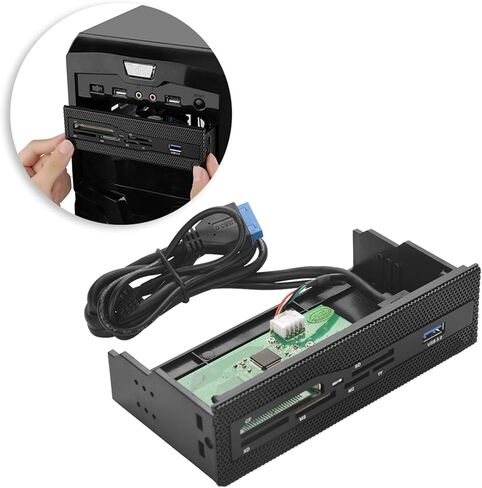 قارئ بطاقات داخلي للكمبيوتر الشخصي، لوحة أمامية للكمبيوتر عالية السرعة بمنفذ USB 3.0، لبطاقة M2 SD MS XD CF TF، تناسب خليج محرك الأقراص 5.25 in Kuwait