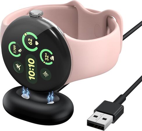 قاعدة شاحن Pixel Watch 4، قاعدة شحن جانبية سريعة مع كابل شحن من النوع A متوافق مع Google Pixel Watch 4 (41 مم و45 مم)، أسود (ليس لـ Pixel 1/2/3) in Kuwait