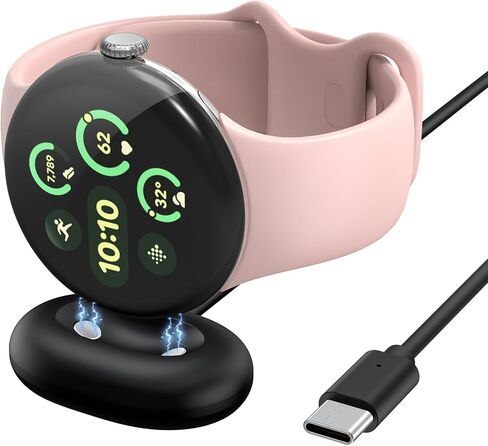 قاعدة شاحن Pixel Watch 4، قاعدة شحن جانبية سريعة مع كابل شحن من النوع A متوافق مع Google Pixel Watch 4 (41 مم و45 مم)، أسود (ليس لـ Pixel 1/2/3) in Kuwait