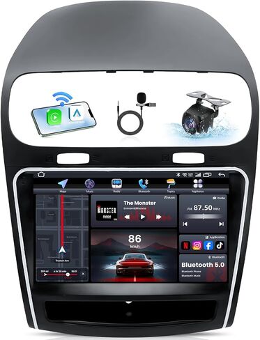 راديو سيارة 5G WiFi لـ Dodge Journey 2011-2019: [4Core 64G ROM] 9 بوصة 1280 * 800 HD شاشة لمس ستيريو مع Carplay اللاسلكي Android Auto GPS Navigation Bluetooth FM RDS DSP EQ SWC، كاميرا احتياطية مجانية in Kuwait