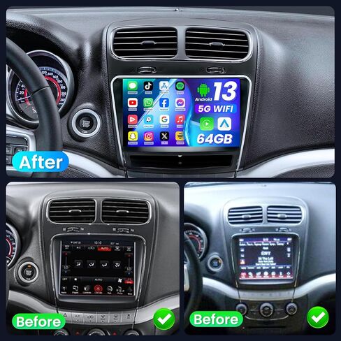راديو سيارة 5G WiFi لـ Dodge Journey 2011-2019: [4Core 64G ROM] 9 بوصة 1280 * 800 HD شاشة لمس ستيريو مع Carplay اللاسلكي Android Auto GPS Navigation Bluetooth FM RDS DSP EQ SWC، كاميرا احتياطية مجانية in Kuwait