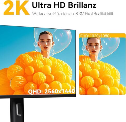 شاشة لمس 27 بوصة 2K 100 هرتز مع كاميرا ويب، شاشات كمبيوتر QHD 2560x1440 IPS، شاشات كمبيوتر متعددة اللمس 10 نقاط، مع منافذ USBC HDMI ومكبرات صوت مدمجة in Kuwait