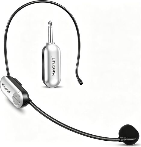 Bietrun Wireless Microphone Headset with 1/4''Plug, 165ft Range, UHF Wireless Headset Mic & Handheld Mic 2 in 1, for Karaoke Speaker, Amplifier, Speakers, PA System, Teaching, Fitness (Black) in Saudi Arabia