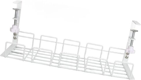 Under Desk Cable Organizer 40.5CM Steel Wire Management Tray Heavy Duty Space Saving with Sturdy Design for Office Home Workstation (White) in Kuwait