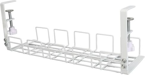 Under Desk Cable Organizer 40.5CM Steel Wire Management Tray Heavy Duty Space Saving with Sturdy Design for Office Home Workstation (White) in Kuwait