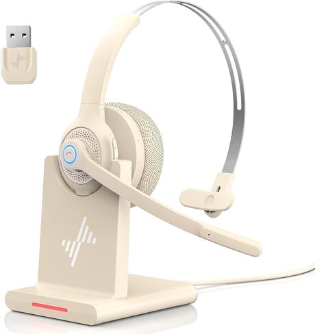 Bluetooth Wireless Headset with Mic for Work, Bluetooth 5.2, Advanced Noise Reduction Microphone, Clear Calls - Comfortable On-Ear Headphones, Applicable to PC, Laptop, Phone, Android, Zoom, Office in Kuwait