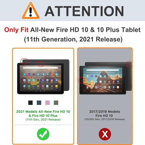 حافظة BRAECN Fire HD 10/HD 10 Plus الجيل الحادي عشر 2021، حافظة واقية شديدة التحمل مقاومة للصدمات مع حزام يد دوار، حزام كتف للحمل، مسند لجهاز Amazon Fire HD 10 / HD 10 Plus Tablet - أسود in Kuwait