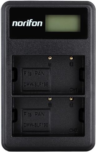 Norifon DMW-BLF19 شاحن USB LCD ثنائي القناة لباناسونيك Lumix DMC-GH3، DMC-GH3A، DMC-GH3AGK، DMC-GH3GK، DMC-GH3H، DMC-GH3HGK، DMC-GH3KBODY، DMC-GH4، DMC-GH4A، DMC-GH4H الكاميرا والمزيد in Kuwait