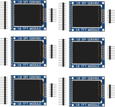 6-Pack 1.8" ST7735R SPI TFT LCD Color Display Module (128x160) with SD Card Slot, Compatible with ESP32, STM32, and DIY Microcontrollers in Kuwait