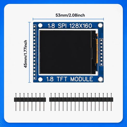 6-Pack 1.8" ST7735R SPI TFT LCD Color Display Module (128x160) with SD Card Slot, Compatible with ESP32, STM32, and DIY Microcontrollers in Kuwait