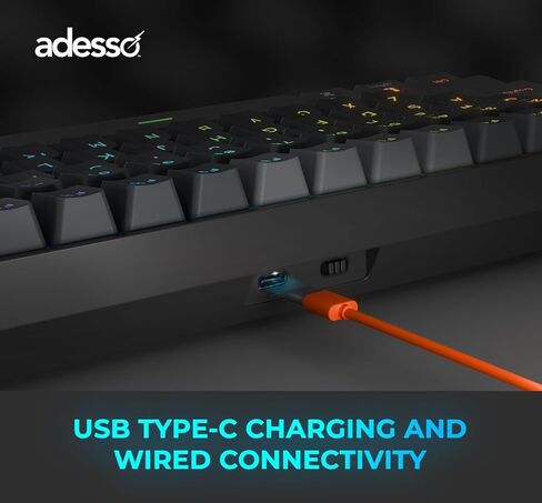 Adesso EasyTouch 1100 Wired/Wireless/Bluetooth Multi-OS Illuminated Mechanical VIA Compact Keyboard with Copilot Ai Hotkey in Kuwait