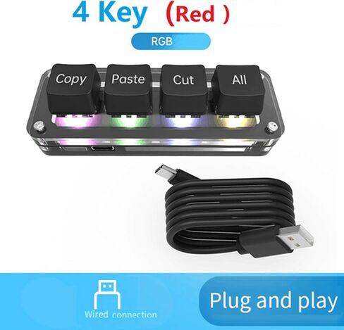 Mini 4-Key Select Copy Paste Cut All Macro Pad Shortcut بيد واحدة لوحة المفاتيح RGB لوحة مفاتيح الألعاب الميكانيكية مفتاح OSU سهل الاستخدام in Kuwait