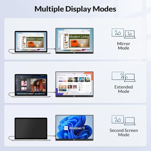 شاشة LR المحمولة، شاشة عرض 16 بوصة 1200P FHD IPS 16:10، 1500:1 تباين، شاشة سفر USB-C وMini HDMI مع حامل مدمج، شاشة ثانية للكمبيوتر المحمول/الكمبيوتر الشخصي/Mac/الهاتف/Switch/Xbox/PS4/5، قابلة للتركيب على Vesa in Kuwait