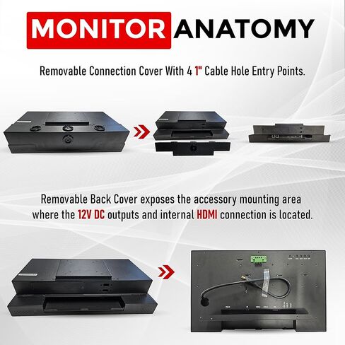 15.5" POE Powered Monitor, POE Output Passthrough, 12V DC Outputs, 1080p, Built in Accessory Case in Kuwait