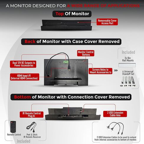 15.5" POE Powered Monitor, POE Output Passthrough, 12V DC Outputs, 1080p, Built in Accessory Case in Kuwait