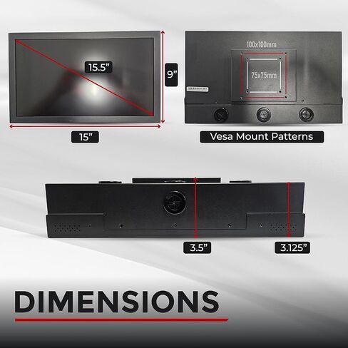 15.5" POE Powered Monitor, POE Output Passthrough, 12V DC Outputs, 1080p, Built in Accessory Case in Kuwait