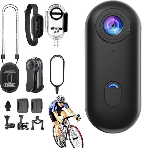 Motorcycle Camera, Thumb Lens, 4k/1080p Magnetic Hands Free Body Cameras for Cycling, Diving, Vlogging and Pet Recording (White 4K) in Kuwait