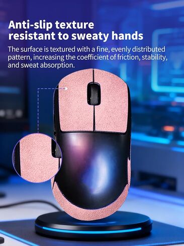 Anti-Slip Mouse Grip Tape for Logitech G PRO 2 Lightspeed – ZBAGUG Sweat-Proof Soft-Touch Grip Stickers for Enhanced Control & Comfort, Scratch-Resistant Removable Non-Residue Skin, Pink Suede. in Kuwait