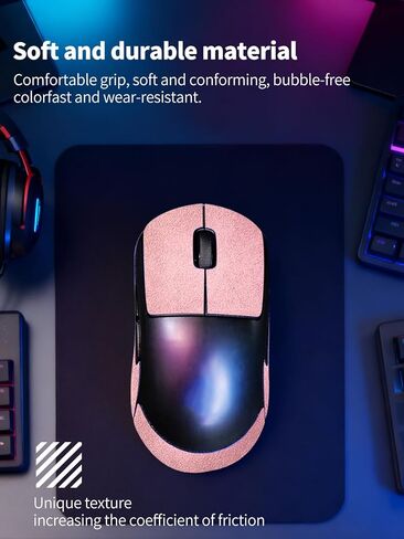 Anti-Slip Mouse Grip Tape for Logitech G PRO 2 Lightspeed – ZBAGUG Sweat-Proof Soft-Touch Grip Stickers for Enhanced Control & Comfort, Scratch-Resistant Removable Non-Residue Skin, Pink Suede. in Kuwait