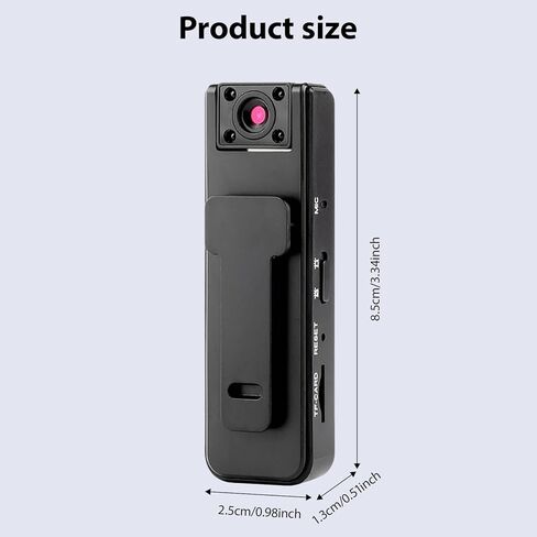 1080p Wearable Action Camera Clip on Night View Mode 500mah Rechargeable for Cycling Running Vlog in Kuwait