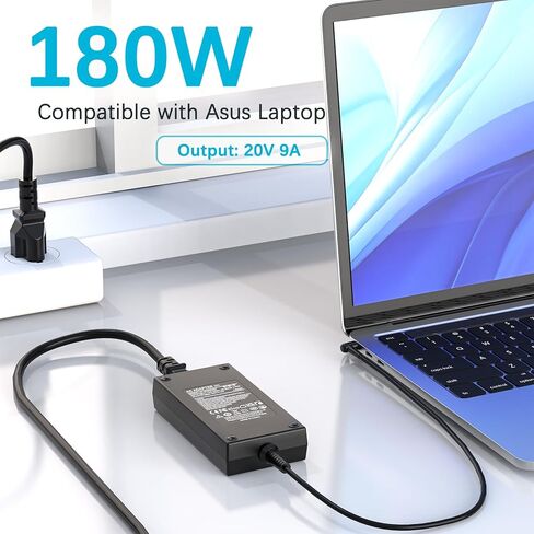 شاحن كمبيوتر محمول بمحول تيار متردد بقوة 180 واط من ROLADA متوافق مع Asus FX505 FX506 FX505D FX505G FX506L، TUF Gaming F15 FX505DD FX505DT FX505DU FX505DY FX505GT FX505GD FX505GE FX506LI سلك إمداد الطاقة in Kuwait