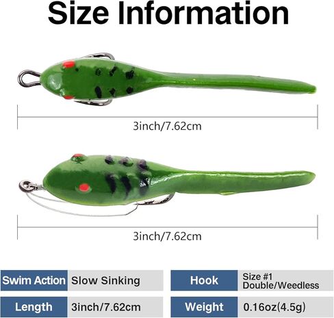 EUPHENG Weedless Pre-Rigged Bass Fishing Lures, 3inch Double Super Sharp Weedless Hooks, Hand-Made Realistic & Durable Soft Plastic Swimbaits for Bass Fishing in Kuwait
