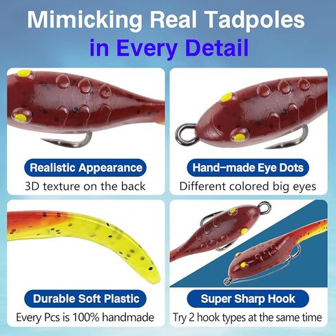 EUPHENG Weedless Pre-Rigged Bass Fishing Lures, 3inch Double Super Sharp Weedless Hooks, Hand-Made Realistic & Durable Soft Plastic Swimbaits for Bass Fishing in Kuwait