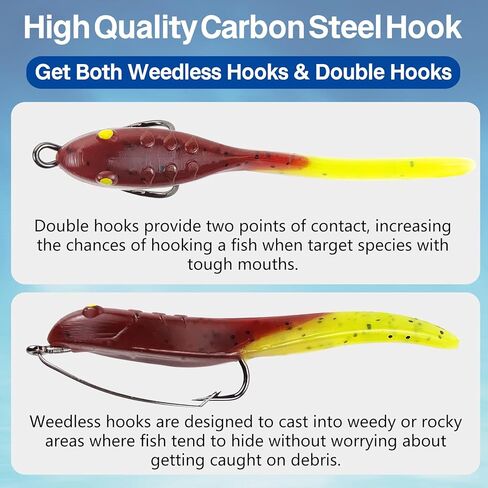EUPHENG Weedless Pre-Rigged Bass Fishing Lures, 3inch Double Super Sharp Weedless Hooks, Hand-Made Realistic & Durable Soft Plastic Swimbaits for Bass Fishing in Kuwait