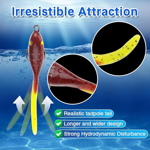 EUPHENG Weedless Pre-Rigged Bass Fishing Lures, 3inch Double Super Sharp Weedless Hooks, Hand-Made Realistic & Durable Soft Plastic Swimbaits for Bass Fishing in Kuwait