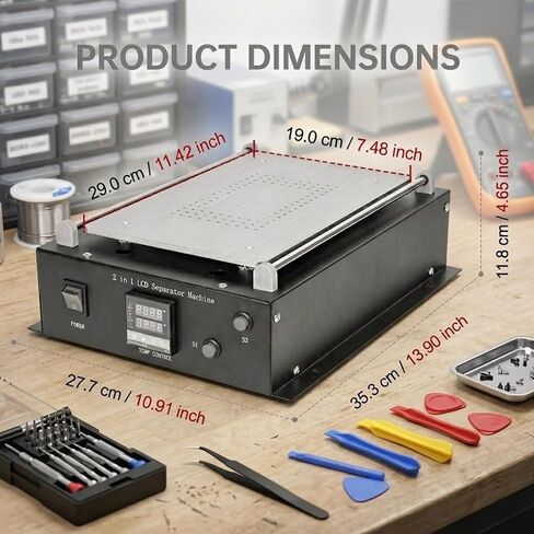 600W Screen Repair Separating Machine Touch Screen, 19 * 29cm Digital Display Repair Machine with Heat Plate Temperature Range 50-180℃, Separation Tools, for Smart Device Repair in Kuwait