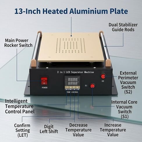 600W Screen Repair Separating Machine Touch Screen, 19 * 29cm Digital Display Repair Machine with Heat Plate Temperature Range 50-180℃, Separation Tools, for Smart Device Repair in Kuwait