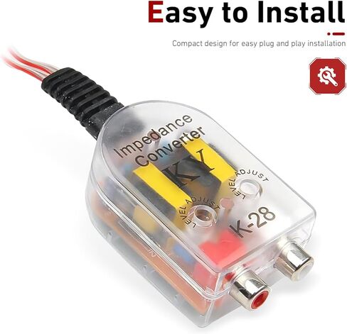 قطعتان من محول إخراج RCA لصوت السيارة، مكبر صوت تلقائي، محول خط عالي إلى منخفض، محول إشارة صوت ستيريو معدل K-28 لمعظم السيارات (شفاف) in Kuwait