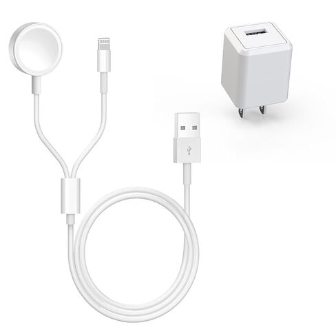 [Apple MFi Certified] 2 in 1 iPhone and Watch Charger 6.6 FT Magnetic iWatch Charging Cable with USB Wall Charger Travel Plug for Apple Watch Series 8/7/6/SE/5/4/3/2/1 & iPhone 13/12/11/Pro/Max/XR/X in Saudi Arabia