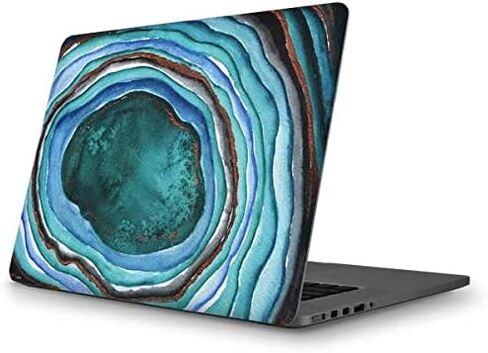 ملصق Skinit للكمبيوتر المحمول متوافق مع جهاز MacBook Pro 13 بوصة (2014) - تصميم جيودي بألوان مائية فيروزية مرخص رسميًا ومصمم في الأصل in Kuwait