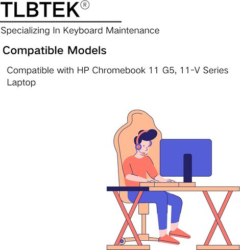 استبدال لوحة المفاتيح TLBTEK متوافق مع الكمبيوتر المحمول HP Chromebook 11 G5، سلسلة 11-V (أسود) in Kuwait