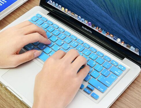 XSKN Hebrew Language Blue Silicone Keyboard Skin Cover for 2015 and Earlier Released MacBook Air 13 MacBook Pro 13 15 17 Inch - US EU Common Version in Kuwait