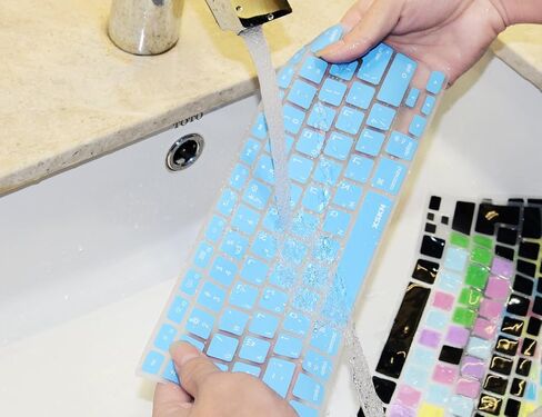 XSKN Hebrew Language Blue Silicone Keyboard Skin Cover for 2015 and Earlier Released MacBook Air 13 MacBook Pro 13 15 17 Inch - US EU Common Version in Kuwait