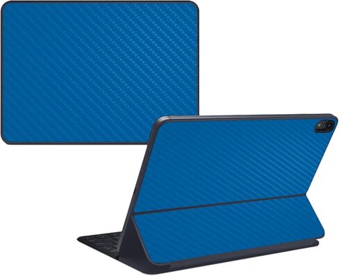 MightySkins Carbon Fiber Skin Compatible with Apple Magic Keyboard Folio for iPad 10th Gen (2022) - Solid Blue | Protective, Durable Textured Carbon Fiber Finish | Easy to Apply | Made in the USA in Kuwait