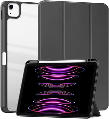 حافظة ذكية لجهاز iPad Pro 13 بوصة (M5) 2025 / (M4) 2024 مع حامل قلم رصاص، غطاء خلفي شفاف وشفاف وغطاء نحيف مضاد للصدمات، استيقاظ/غفو تلقائي (رمادي) in Kuwait
