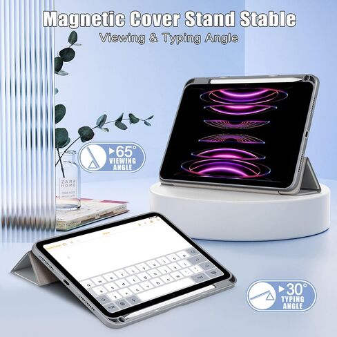 Smart Case for iPad Pro 13 Inch (M5) 2025 / (M4) 2024 with Pencil Holder, Clear Transparent Back Shell Slim Stand Shockproof Tablet Cover, Auto Wake/Sleep (Grey) in Saudi Arabia