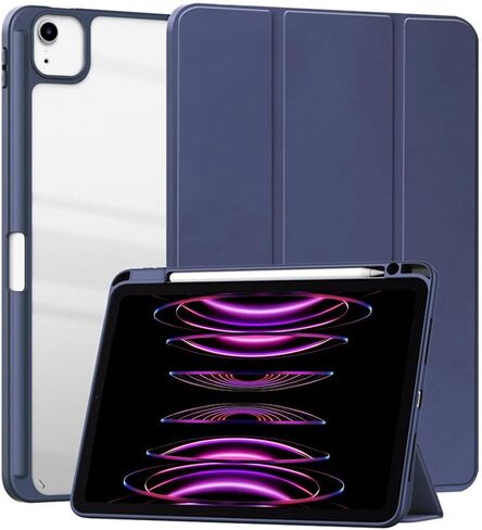 Smart Case for iPad Pro 13 Inch (M5) 2025 / (M4) 2024 with Pencil Holder, Clear Transparent Back Shell Slim Stand Shockproof Tablet Cover, Auto Wake/Sleep (Grey) in Saudi Arabia